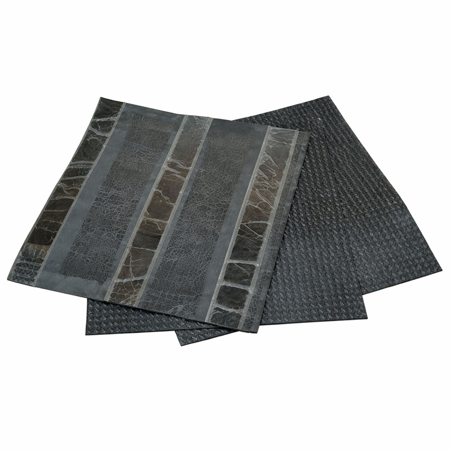 3 walkway pads for epdm rubber roofing laid out on a white background