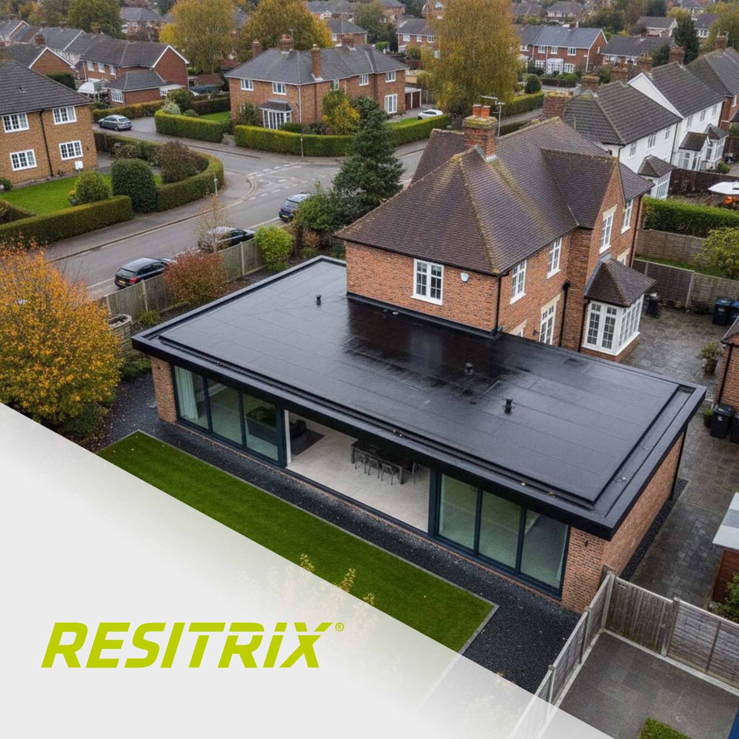 Resitrix SKW self-adhesive epdm membrane installed on a residential home extension