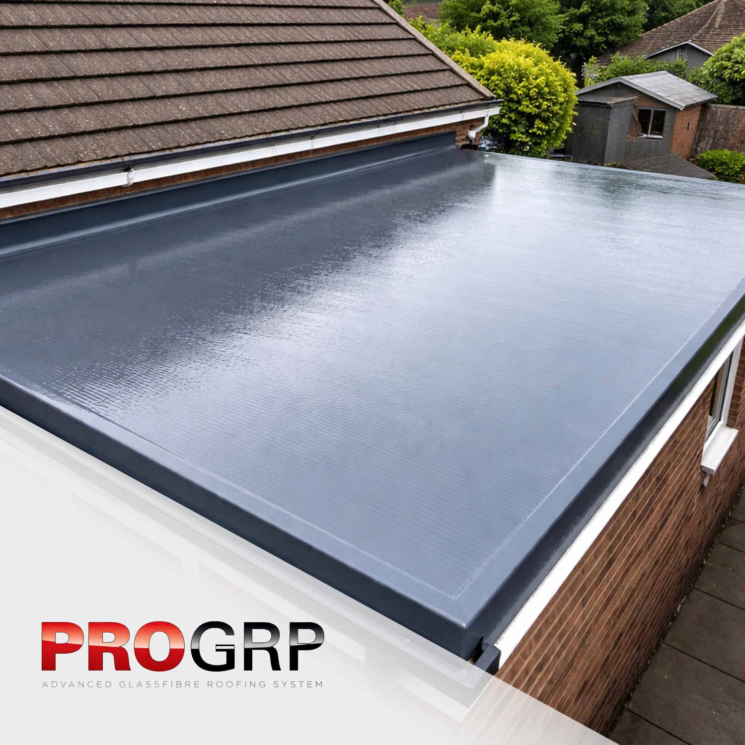 cromar pro grp fibreglass roofing system installed on a flat roof home extension