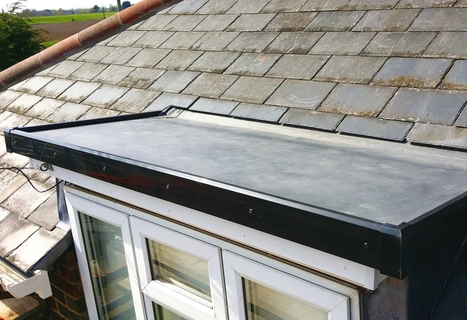 Dormer rubber roof kit fitted to a dormer roof