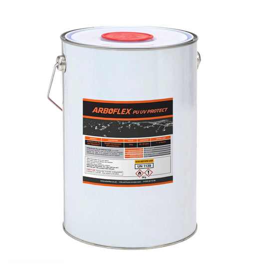 Arboflex pu uv protect 6kg tin on a white background
