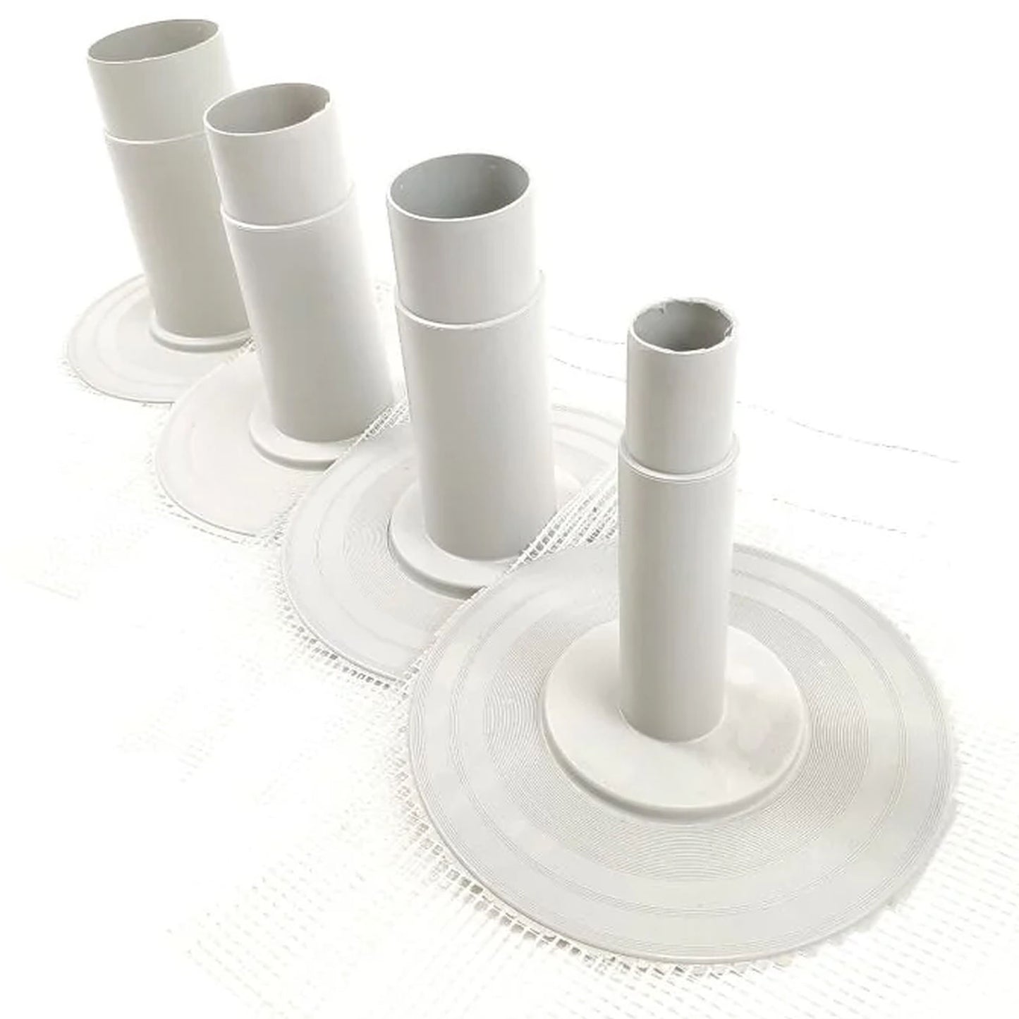 set of 4 internal drain outlets for grp roofing to suit different pipe sizes