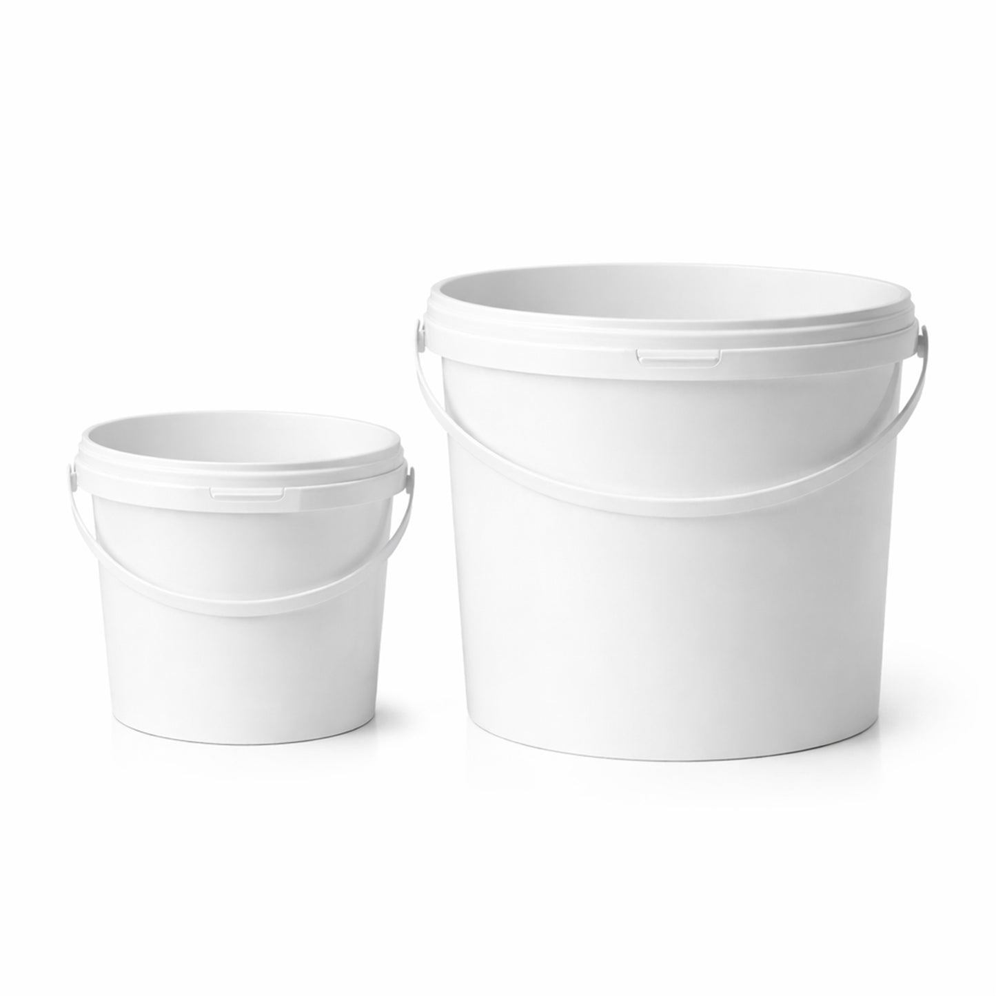 small and large mixing bucket for grp roofing on white background