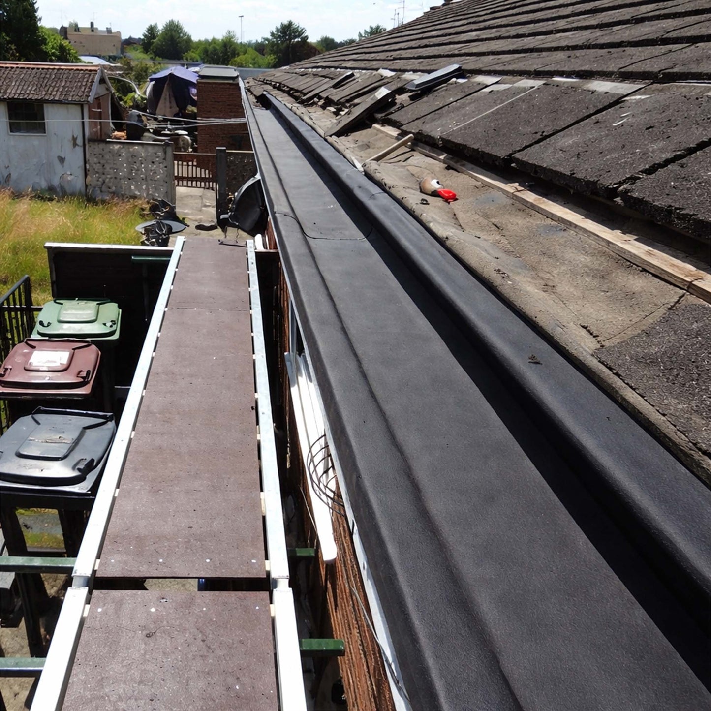 Box gutter on a residential property lined with Resitrix self-adhesive EPDM