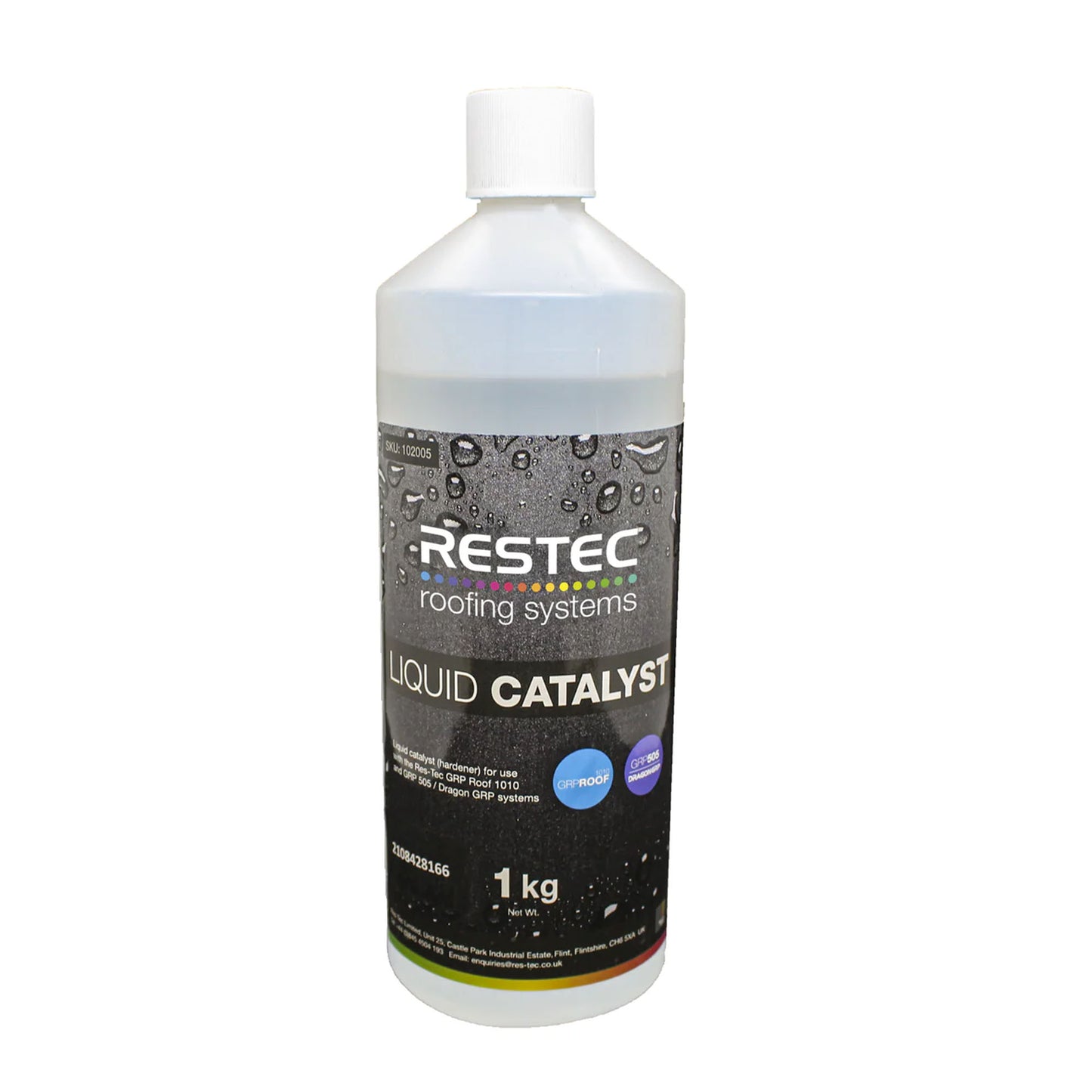 Bottle of Restec Liquid Catalyst on a white background