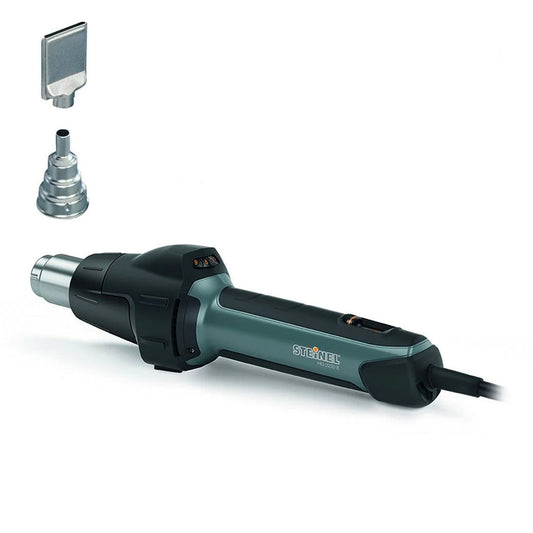 steinel hg2220e heat gun with nozzle and adapter on white background