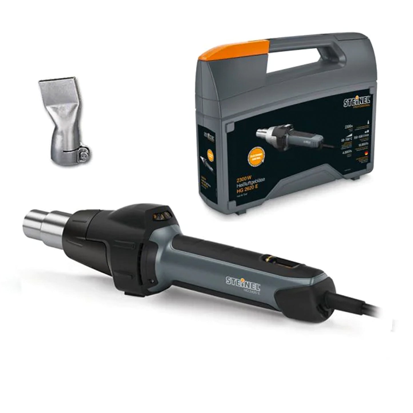 Steinel hg2420e heat gun with angled nozzle and carry case